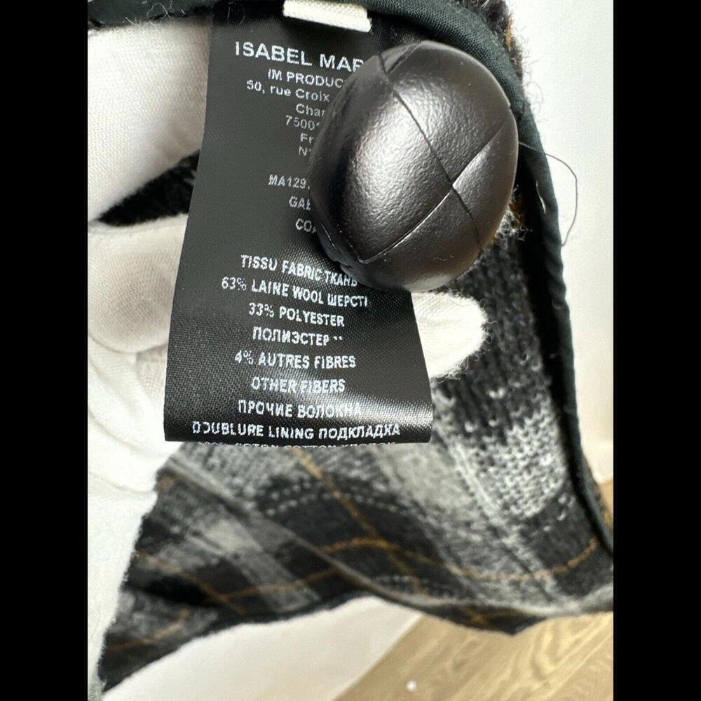 Isabel Marant Etoile Plaid Gabriel Coat Wool Blend Grey Size 38 FR, 6 US - Picture 8 of 8